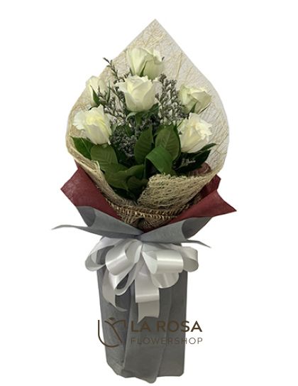 Bouquet of White Roses - Roses Delivery by LaRosa Flower Shop Quezon City