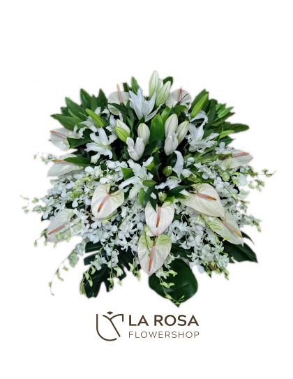 Sympathy Flat Spray 03 - Funeral Flower Delivery by LaRosa Flower Shop Quezon City