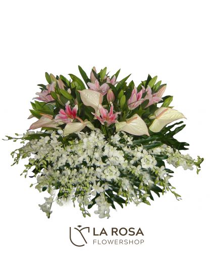 Sympathy Flat Spray 02 - Funeral Flower Delivery by LaRosa Flower Shop Quezon City