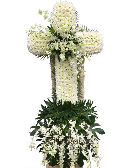 Cross Arrangement 03 - Funeral Flowers Delivery by LaRosa Flower Shop Quezon City