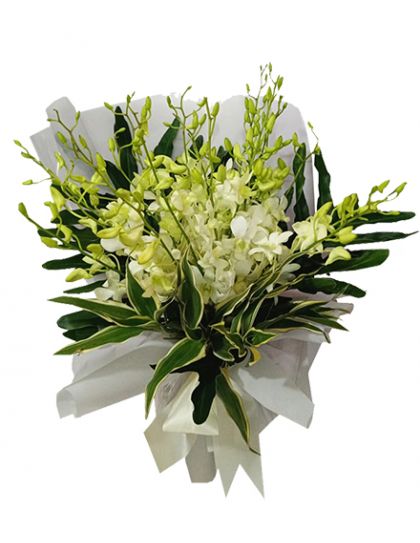 White Orchids Bouquet - Funeral Flower Delivery by LaRosa Flower Shop Quezon City