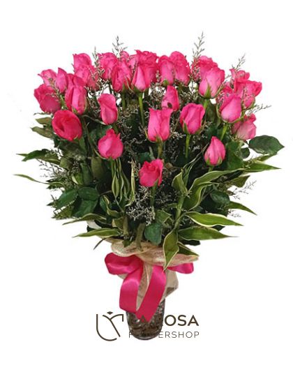 Pink Roses - Flowers in a Vase Delivery by LaRosa Flower Shop Quezon City