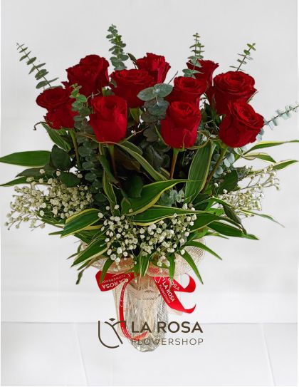 Red Roses in Vase