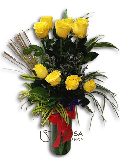 Yellow Roses in Vase - Roses Delivery by LaRosa Flower Shop Quezon City