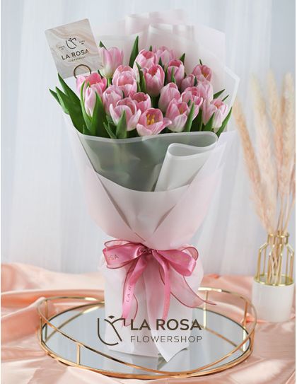 Celia - Pink Tulips Delivery by LaRosa Flower Shop Quezon City