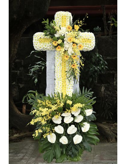Funeral flower delivery - cross arrangement 10