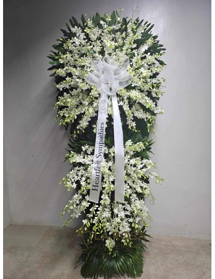Tranquility White Orchid Stand-Funeral Flower by LaRosa Flower Shop Quezon City