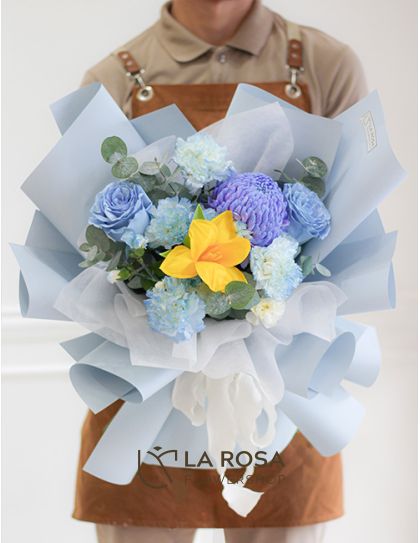 Crystal Cascade - A bouquet of light blue ecuadorian roses by LaRosa Flower Shop Quezon City
