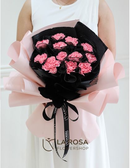 Dream Catcher - A bouquet of dozen pink carnations by LaRosa Flower Shop Quezon City