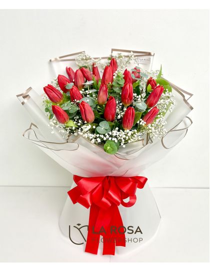 20 PCS Red - Tulips Delivery by LaRosa Flower Shop Quezon City