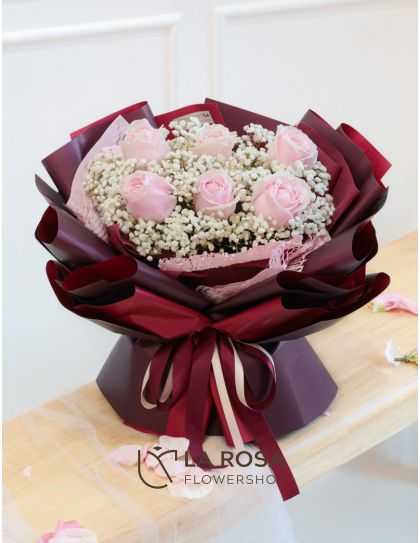Flower Delivery - Amaryllis- Blush Pink Roses