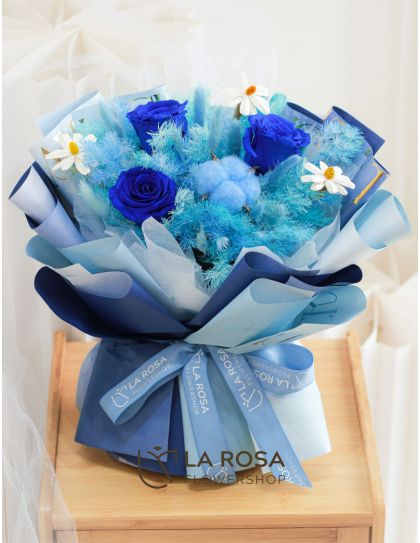 Cobalt Charm Royal Blue Flower Bouquet - Mother's Day Flowers Philippines | Flower Bouquet Delivery