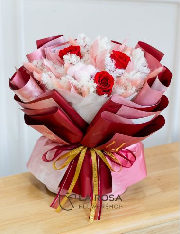 Romantic Cherry Blush (Preserved Roses) - Preserved Flower Delivery by LaRosa Flower Shop Quezon City