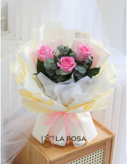 Tres Rosa (Hot Pink) - Affordable Flower Bouquet Collection Philippines | Flower Bouquet Delivery