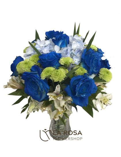 Blue Sensation Vase - Father's Day Flower Delivery by LaRosa Flower Shop Quezon City