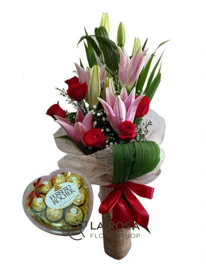 Roses with Chocolate - Roses Delivery by LaRosa Flower Shop Quezon City