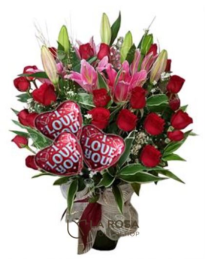 2 Dozen Red Roses - Flowers in a Vase Delivery by LaRosa Flower Shop Quezon City