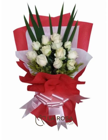 12 White - Roses Delivery by LaRosa Flower Shop Quezon City