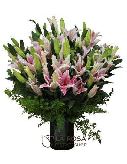 12 Stargazers - Flowers in a Vase Delivery by LaRosa Flower Shop Quezon City