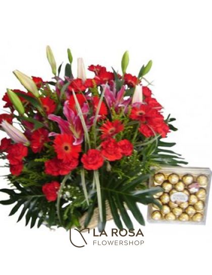 Valentine Surprise - Flowers in a Basket Delivery by LaRosa Flower Shop Quezon City