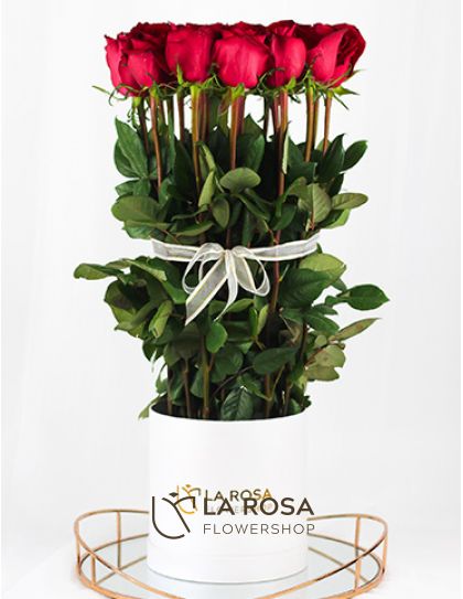 Tower of Red Roses - Boxed Flowers Delivery by LaRosa Flower Shop Quezon City