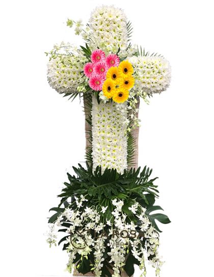 Cross Arrangement 06 - Funeral Flowers Delivery by LaRosa Flower Shop Quezon City