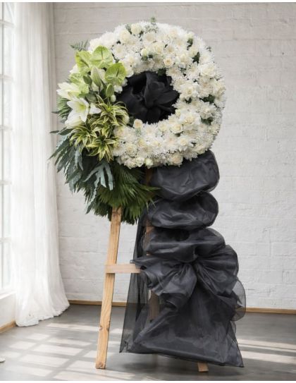 Calm Offering Funeral Flowers Philippines - Sympathy Wreath Stand - Funeral Flower Delivery