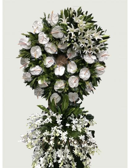 Flower Wreath 05 Funeral Flowers Philippines - White Sympathy Wreath - Funeral Flower Delivery