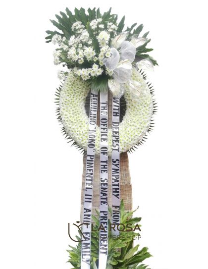 Flower Wreath 13 Funeral Flowers Philippines - White Sympathy Wreath - Funeral Flower Delivery