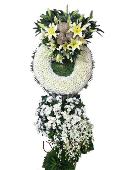 Flower Wreath 16 Funeral Flowers Philippines - White & Yellow Sympathy Wreath - Funeral Flower Delivery