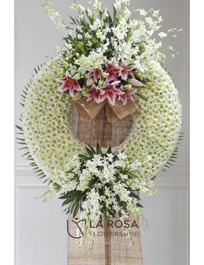 Flower Wreath 20 Funeral Flowers Philippines - White Sympathy Wreath - Funeral Flower Delivery