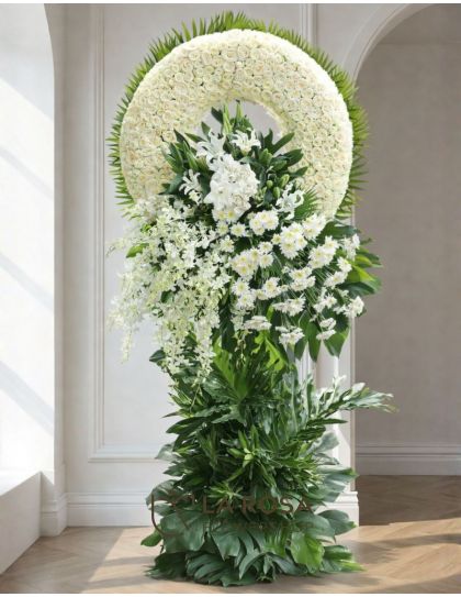 Flower Wreath 30 Funeral Flowers Philippines - White Rose Sympathy Wreath - Funeral Flower Delivery