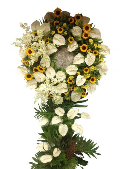Funeral Elegant Flowers LRF-06 Sunflower Philippines - Sympathy Wreath - Funeral Flower Delivery