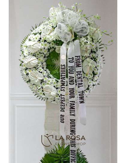 Funeral Flowers 09 Philippines - White Sympathy Standing Arrangement -Funeral Flower Delivery