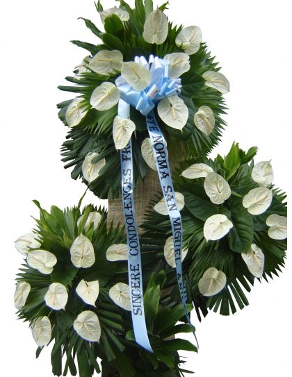 Funeral Flowers 12 Philippines | White Anthurium Sympathy Stand | Funeral Flower Delivery