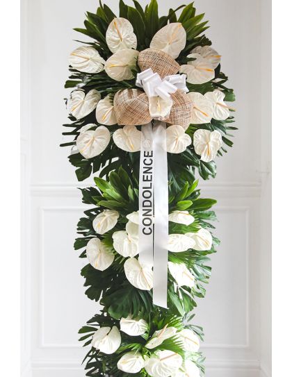 Funeral Flowers 13 Philippines - White Anthurium Sympathy Stand - Funeral Flower Delivery