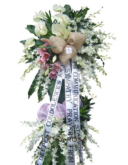 Funeral Flowers 16 Philippines - Orchid, Anthurium & Lily Sympathy Stand - Funeral Flower Delivery