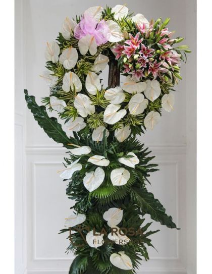 Funeral Flowers 20 Philippines - White Anthurium Sympathy Stand - Funeral Flower Delivery