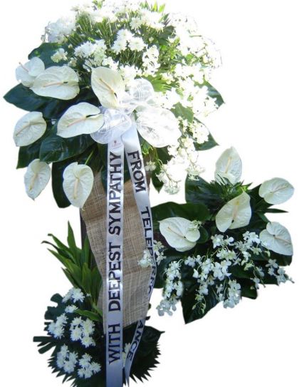 Funeral Flowers 28 Philippines - Orchid, Anthurium & Mum Sympathy Stand - Funeral Flower Delivery