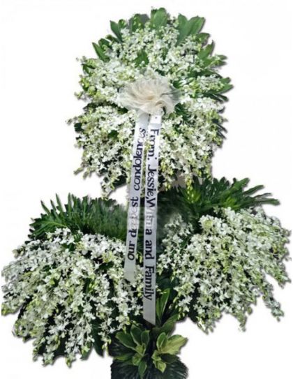 Funeral Flowers 29 Philippines - White Orchid Sympathy Stand - Funeral Flower Delivery