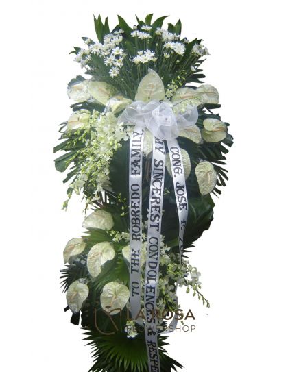 Funeral Flowers 30 Philippines - Orchid, Anthurium & Mum Sympathy Stand - Funeral Flower Delivery