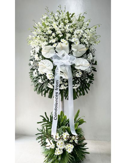 Funeral Flowers 37 Philippines - Orchid & Chrysanthemum Sympathy Stand - Funeral Flower Delivery