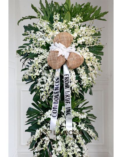 Funeral Flowers 47 Philippines - White Orchid Sympathy Stand - Funeral Flower Delivery