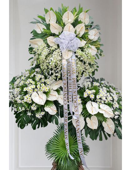 Funeral Flowers 51 Philippines - Orchid, Anthurium & Mum Sympathy Stand - Funeral Flower Delivery