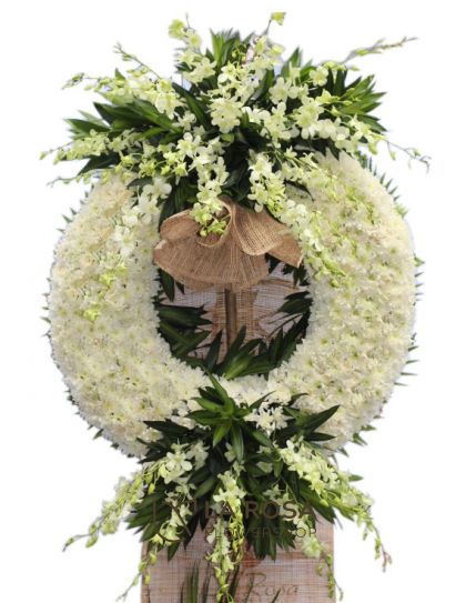 Funeral Flowers 54 Philippines - White Sympathy Wreath - Funeral Flower Delivery