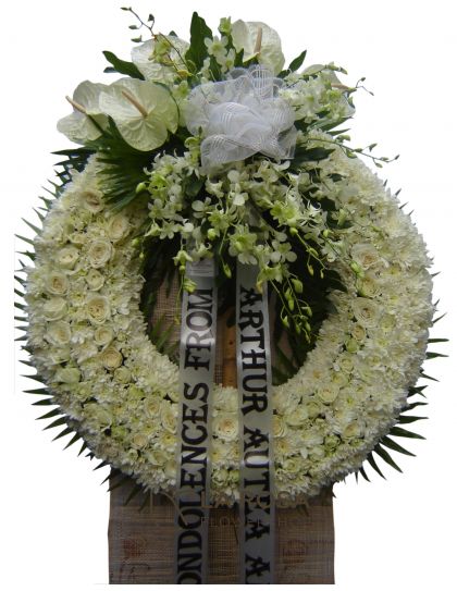 Funeral Flowers 70 Philippines - White Sympathy Standing Arrangement - Funeral Flower Delivery