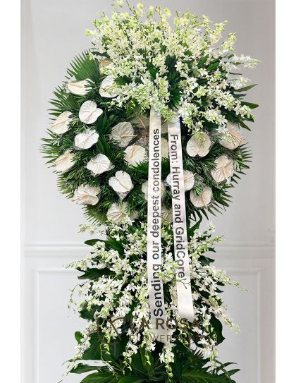 Funeral Flowers 73 Philippines - White Sympathy Standing Arrangement - Funeral Flower Delivery