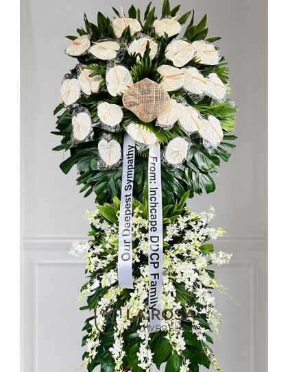 Funeral Flowers 78 Philippines - White Orchid & Anthurium Sympathy Stand - Funeral Flower Delivery