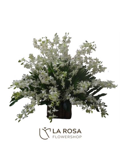 Funeral Basket 01 – White Orchids | Funeral Flowers Philippines
