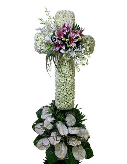 Cross Arrangement 08 – Funeral Flowers Philippines | Funeral Flower Cross Delivery